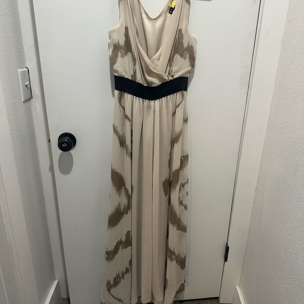 Express - Elegant Beige and Brown Maxi Dress